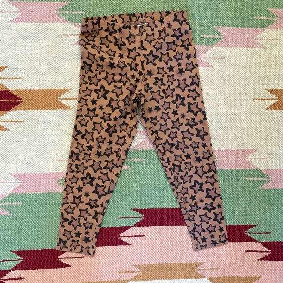 Girls Small Brown Black Star Animal Leopard Leggings - Picture 1 of 3